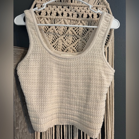 Tops - Freshman 1996 Cream Knit Tank Top, Size M, cropped, Boho-Chic/90s